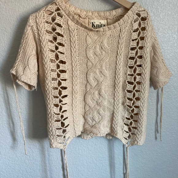 For Love and Lemons Vintage Knitz self tie sweater vibe size S - Picture 2 of 3